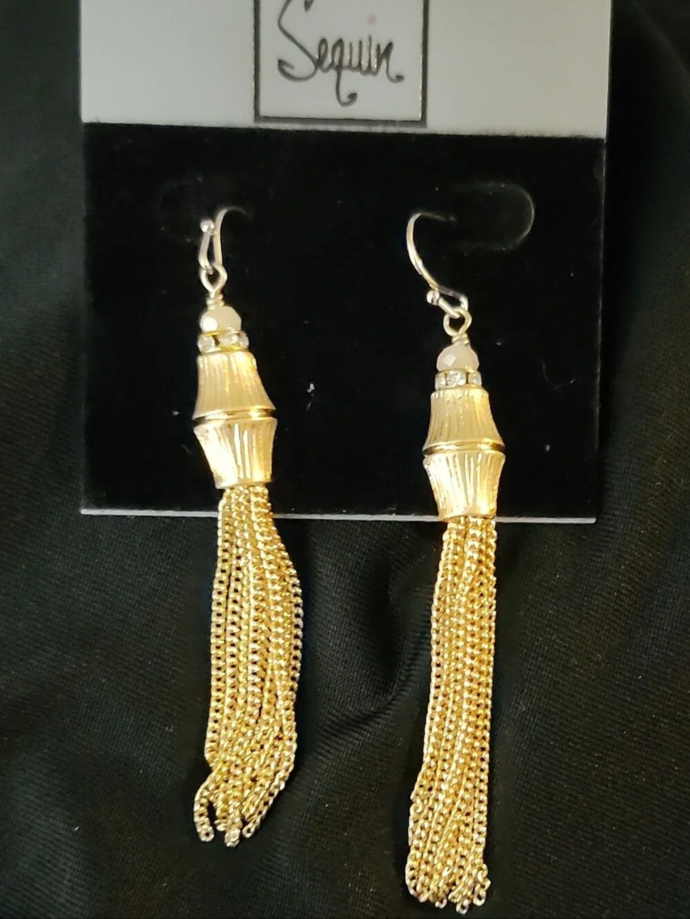 Gold Tassel Drop Earrings -